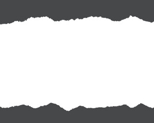 Torn paper edge with white space in the middle, isolated on transparent background