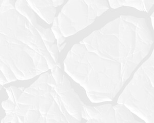 Closeup abstract texture of crumpled white paper with subtle shadows isolated on transparent...