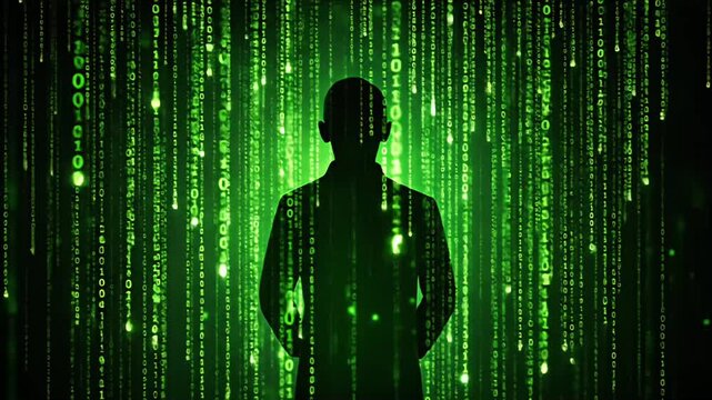 Person binary code digital concept