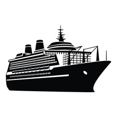 Obraz premium Majestic cruise ship silhouetted against a vast ocean voyage at sea silhouette