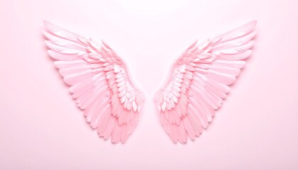 Pink angel wings on pastel background