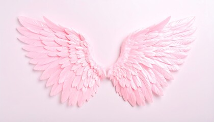 Pink angel wings against pastel background