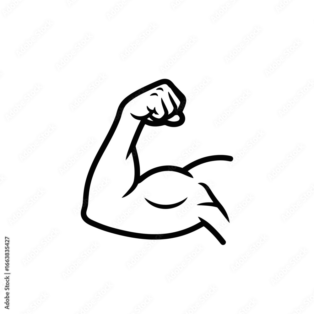 Poster strong arm flexing in a minimalist vector style