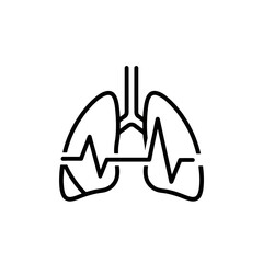 Fototapeta premium Medical Diagnostics Icon of Lungs with Heartbeat Line 