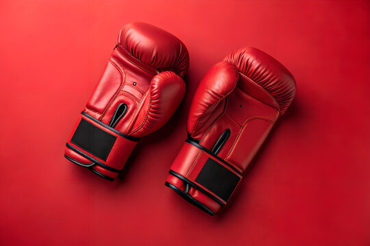 Red boxing gloves on red bckground
