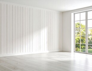 Obraz premium Empty white room with large window