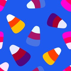 Cartoon Halloween sugar monsters seamless candy corn pattern for wrapping paper and fabrics and linens and kids clothes