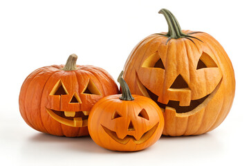 Halloween pumpkins isolated on white background