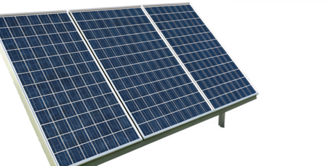 Three Solar Panels Mounted on a Metal Frame on a Background solar energy renewable energy isolated on a transparent background
