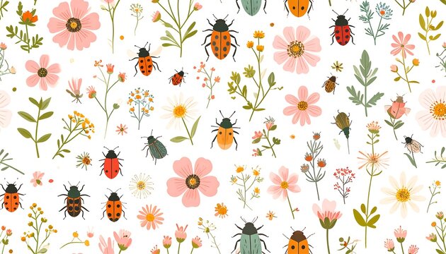 Floral and insect pattern