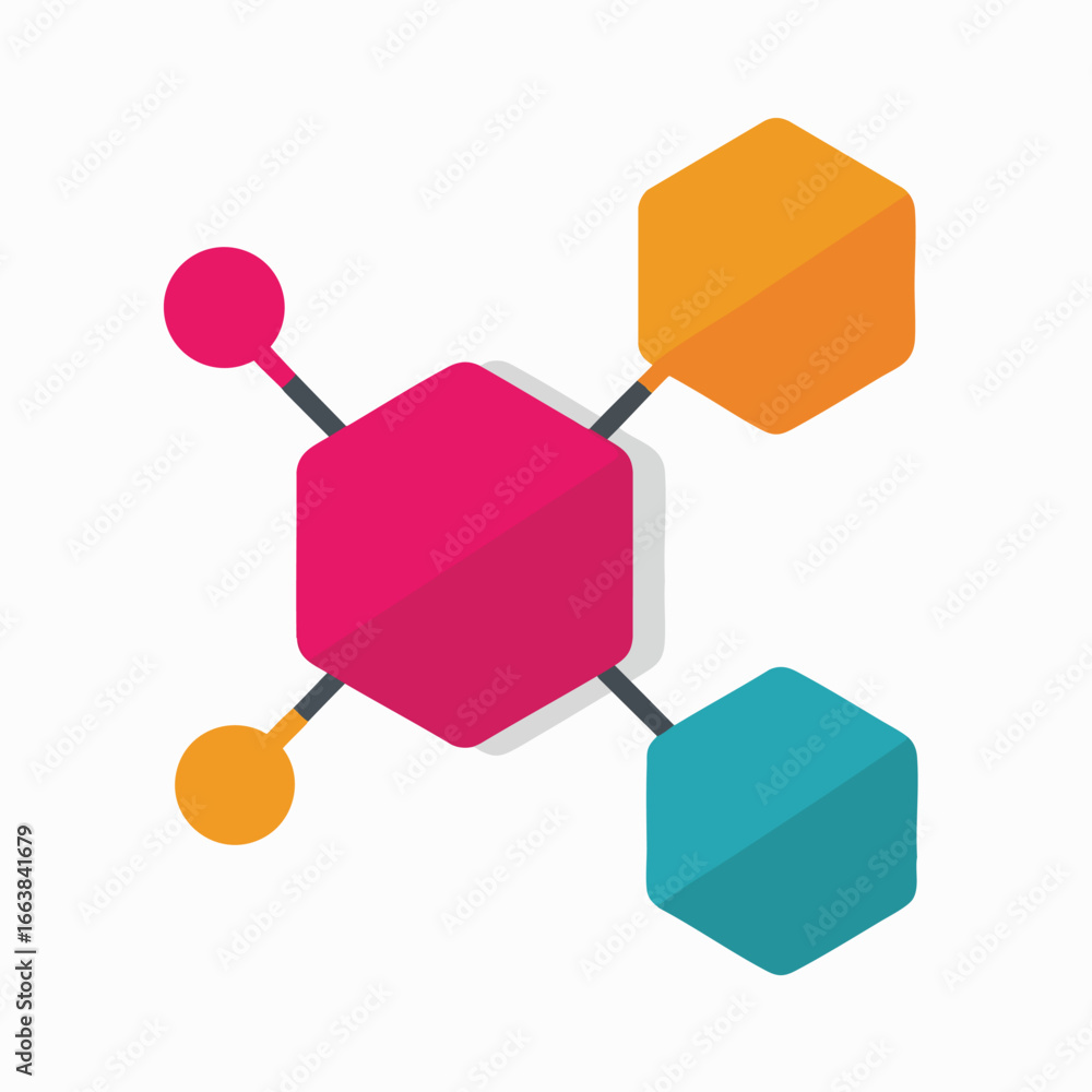 Poster abstract hexagon molecule illustration. perfect for presentations on biotechnology, science, or netw