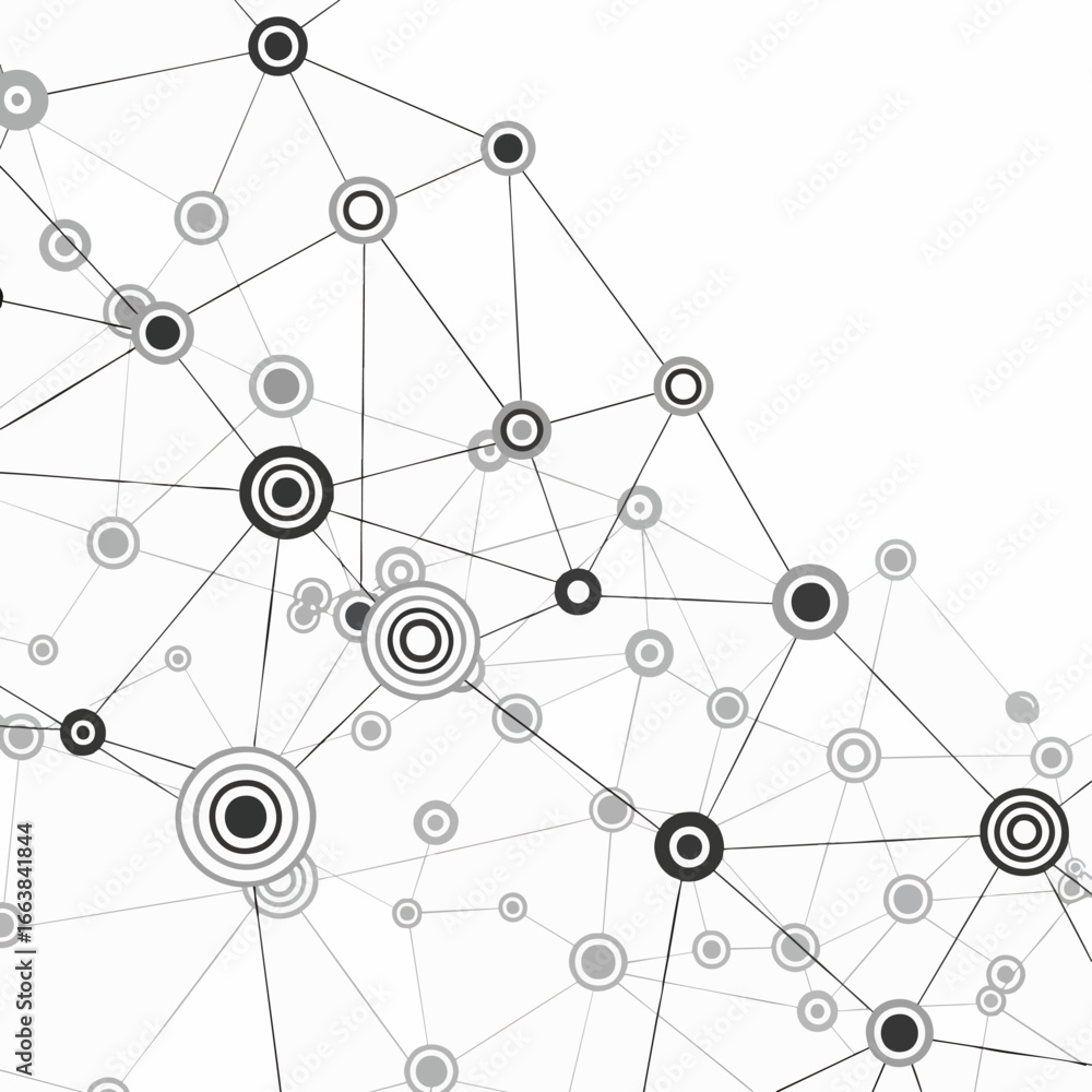 Poster abstract network graphic depicting interconnected nodes and lines. ideal for presentations on biotec