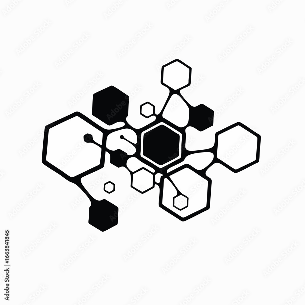 Poster abstract illustration of molecular structure. the stylized representation of an atom is ideal for bi