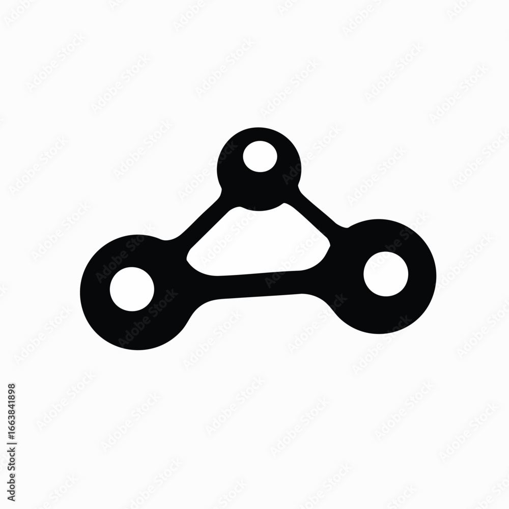 Poster an abstract black icon illustrates an atom or molecular structure. this could represent science, bio
