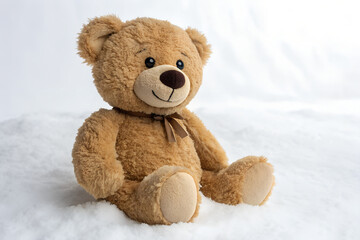 Cute teddy bear isolated on white plain background