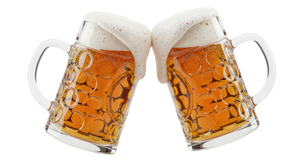 Isolated Two Clinking Beer Mugs
