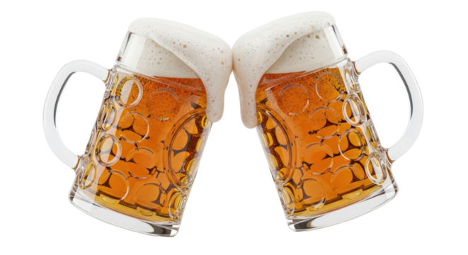 Isolated Two Clinking Beer Mugs
