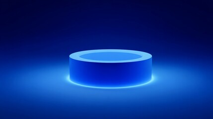Glowing blue cylinder platform on dark blue gradient background