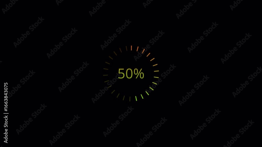 Poster circle loading zero to hundred percent with alpha channel in 4k,percentage circle loader on a transp