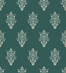 Mughal flower motif seamless pattern. Traditional flower pattern illustration. Flower pattern for fashion, fabric, textile, and wallpaper.  © Design 35