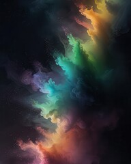Translucent Mist Wallpaper with Rainbow Glow Across Dark Background
