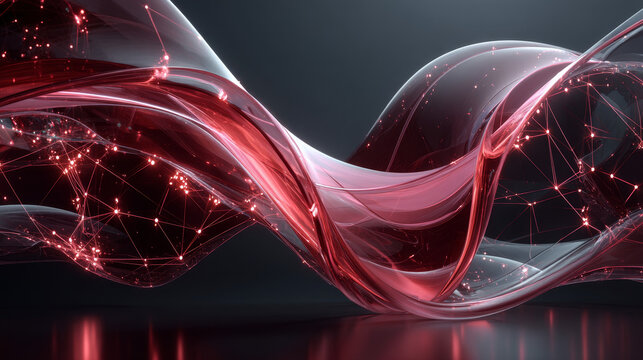 Set abstract vector banners with smooth shiny red waves