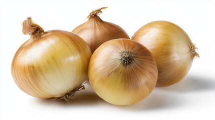 Raw onions with natural golden skin styled on white, ideal for rustic kitchen and farm-to-table projects.
