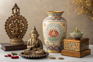 Decorative objets d'art for home detail shot