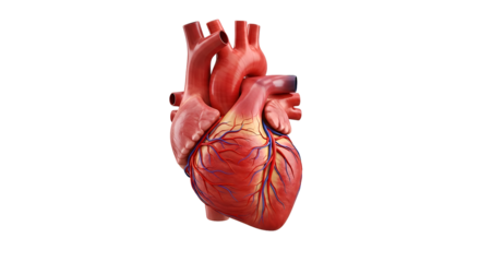 Realistic 3D anatomical human heart illustration, perfect for medical presentations, educational resources, and healthcare marketing