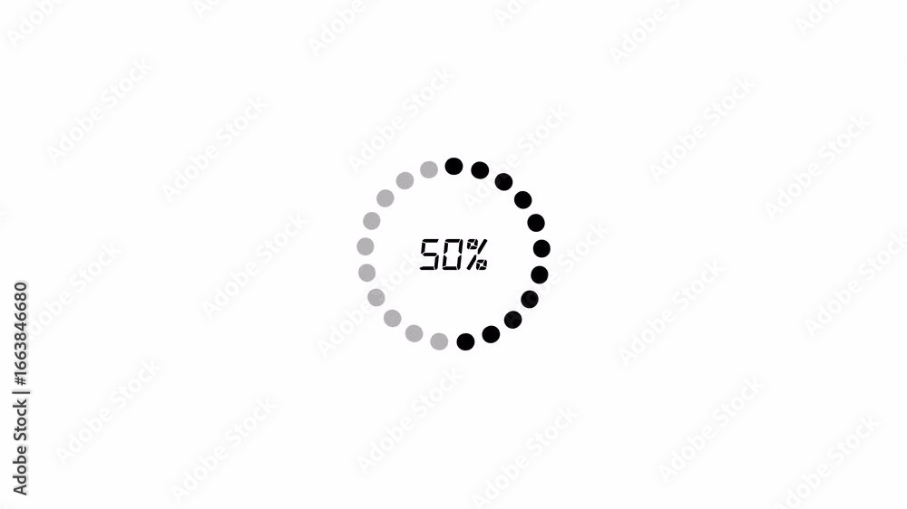 Poster circle loading zero to hundred percent with alpha channel in 4k,percentage circle loader on a transp