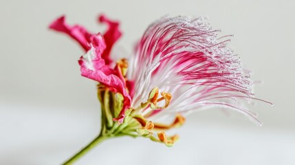 Bright pink flower with delicate petals and intricate stamen captured in close-up in a natural setting