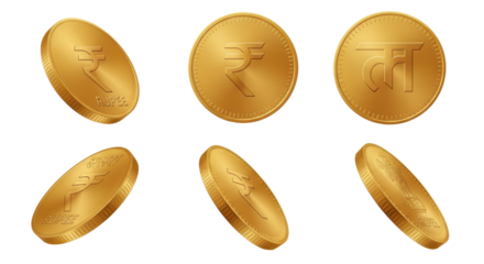 Isolated Rupee Coins Set from Different Angles