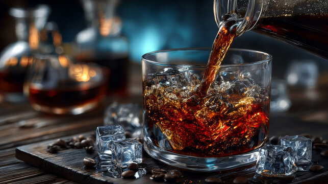 Splashes of cola, coffee, rum or whiskey drinks