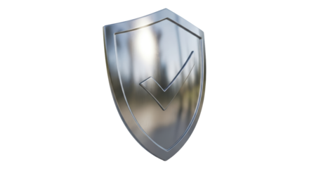 Isolated Silver Shield with Checkmark
