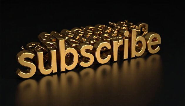 Gold 3D subscribe text on black background