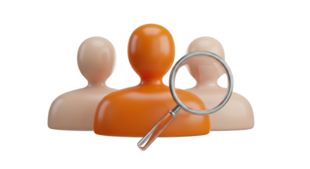 Isolated People Icons with Magnifying Glass