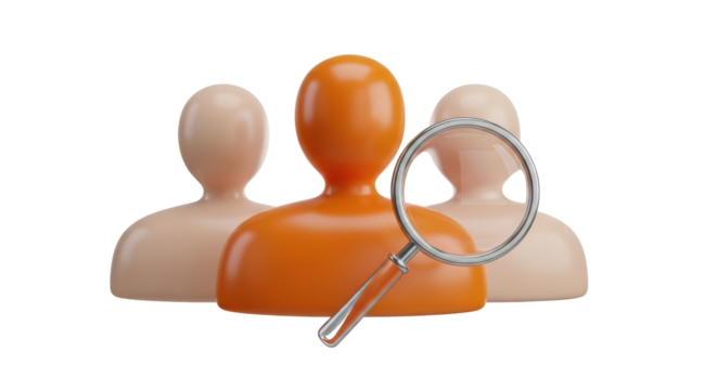 Isolated People Icons with Magnifying Glass