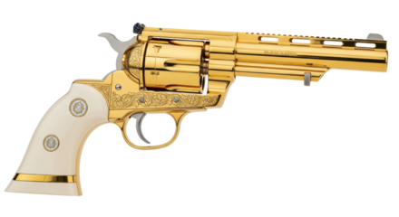 Isolated Gold Plated Revolver