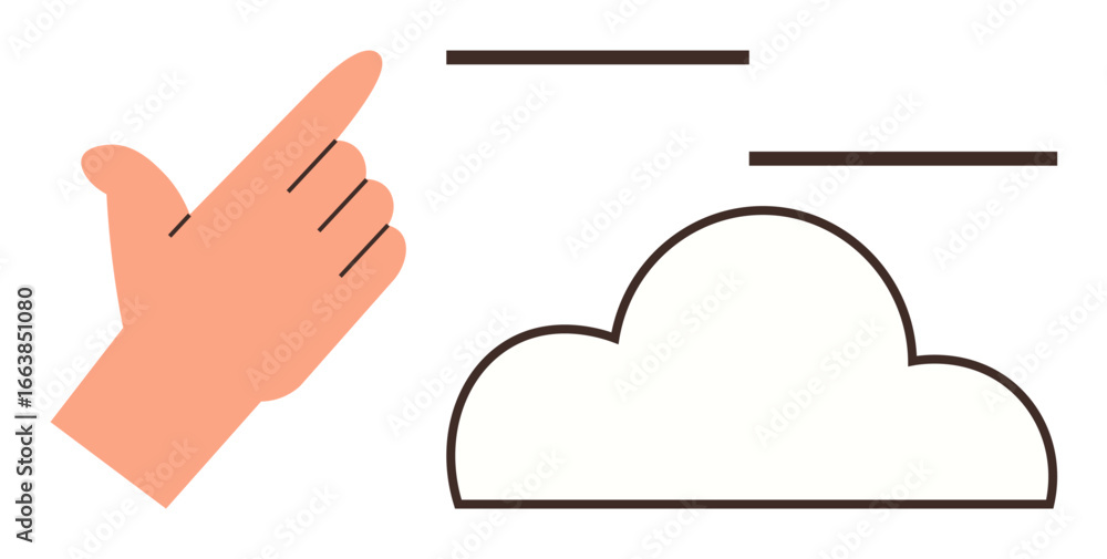 Poster hand pointing to lines above a cloud, representing ease of control and connection. ideal for technol