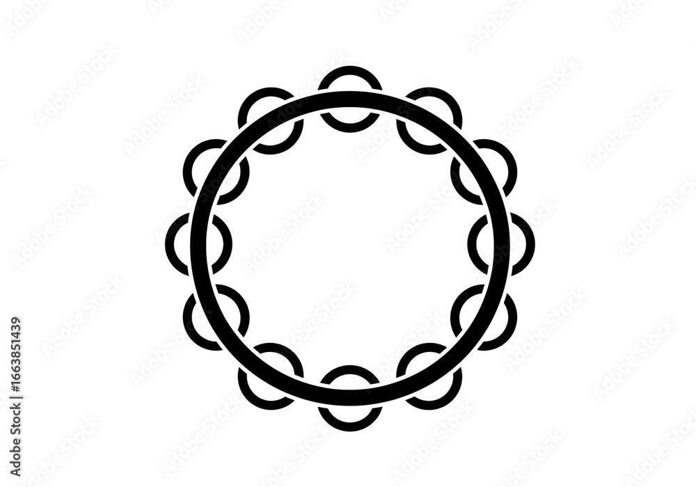 Poster a black and white image of a tambourine with small circles around the main circle shape object art