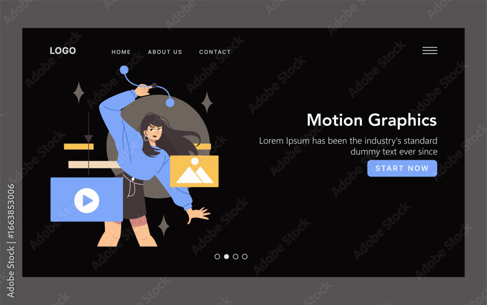 Poster dynamic motion graphics vector illustration with animation