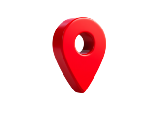 3D Render: Glossy Red Location Pin Icon on Black Background; Modern, Minimalist Design.