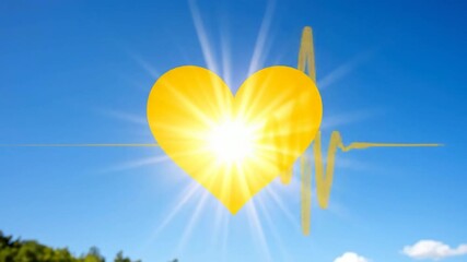Yellow heart sun symbol sky
