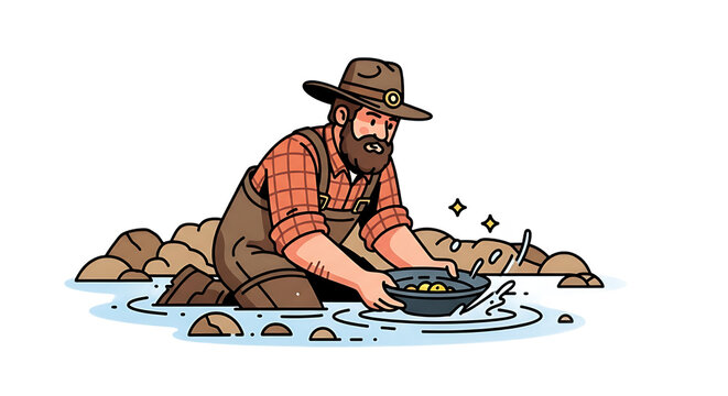 A gold panner in a river