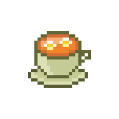 Chamomile tea pixel art, vector illustration. Pixel art design