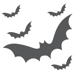 set of halloween bat silhouette vector on tranparent background
