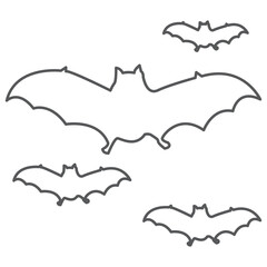 Halloween bat and bats silhouette, Bat icon, set of halloween bats vector illustration on a white background