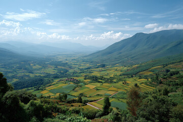 picturesque summer landscape filled with colorful flower fields under bright sunlight showcasing beauty of nature