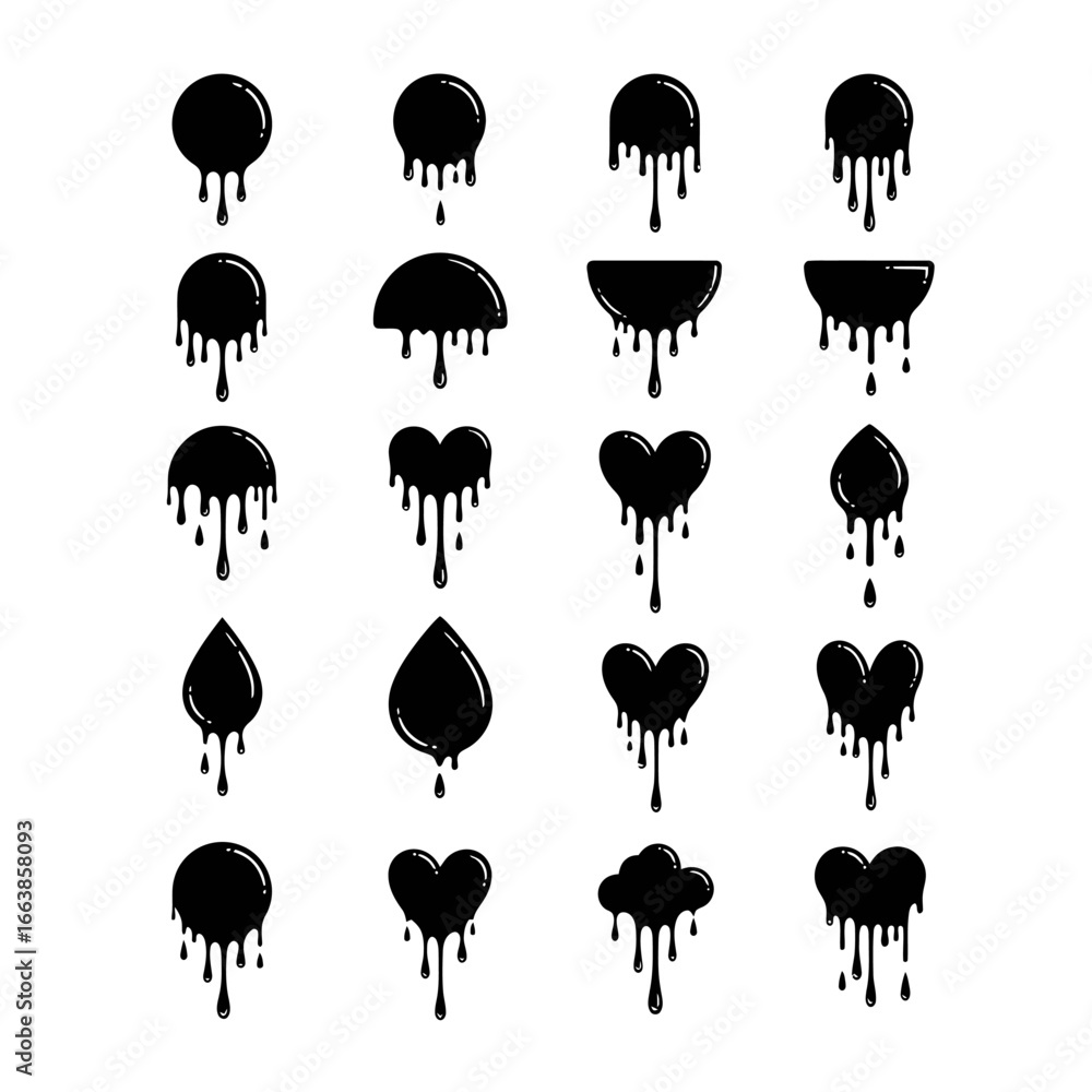 Poster abstract ink blobs dripping and melting graphic elements for creative design projects abstract ink b