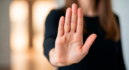 Woman's Hand Making a Stop Gesture